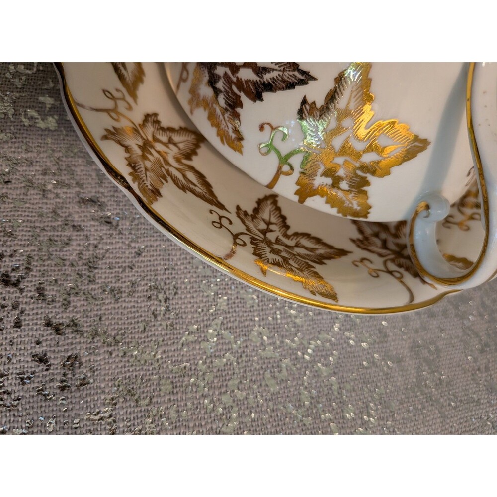 Stanley Vtg Gold Maple Leaf Tea Cup & Saucer Fine Bone China England Regency - Picture 6 of 11